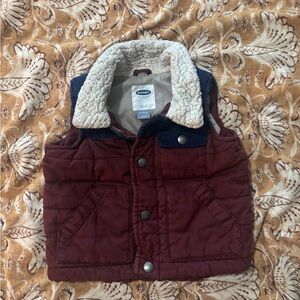 Old Navy Maroon Vest with Sherpa Lining